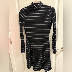Banana Republic Black and White Striped Long Sleeve Dress